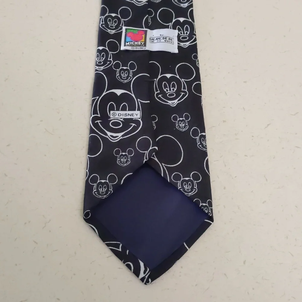 Disney Mickey Mouse Tie Black White Mickey Unlimited USA Made